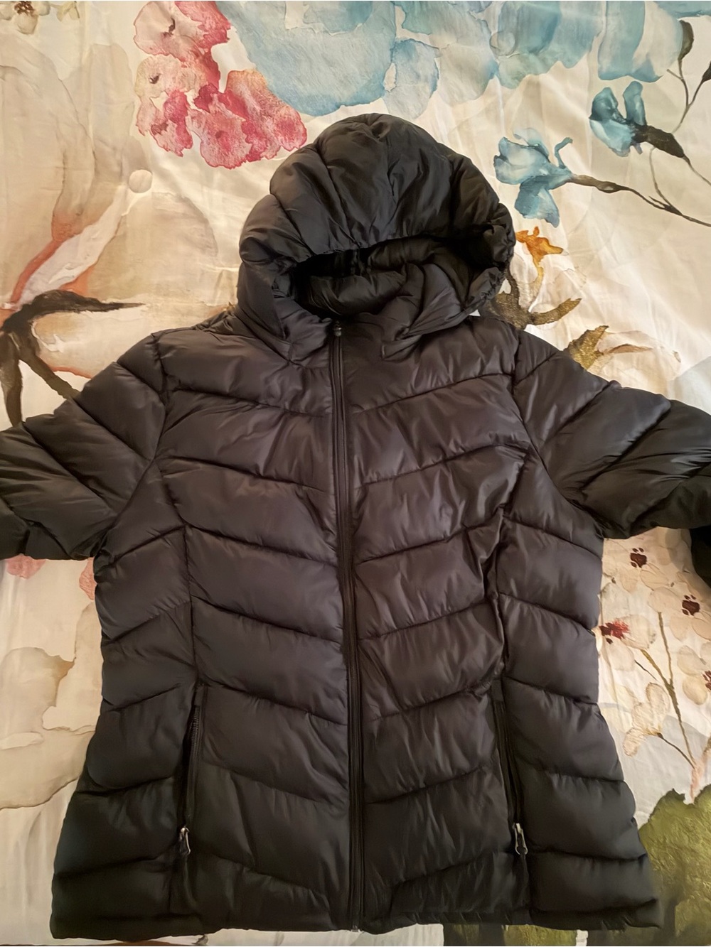 Charter Club Black Hooded Puffer Jacket EUC XXL